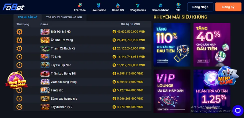 Các chương trình khuyến mãi Five88 Bet